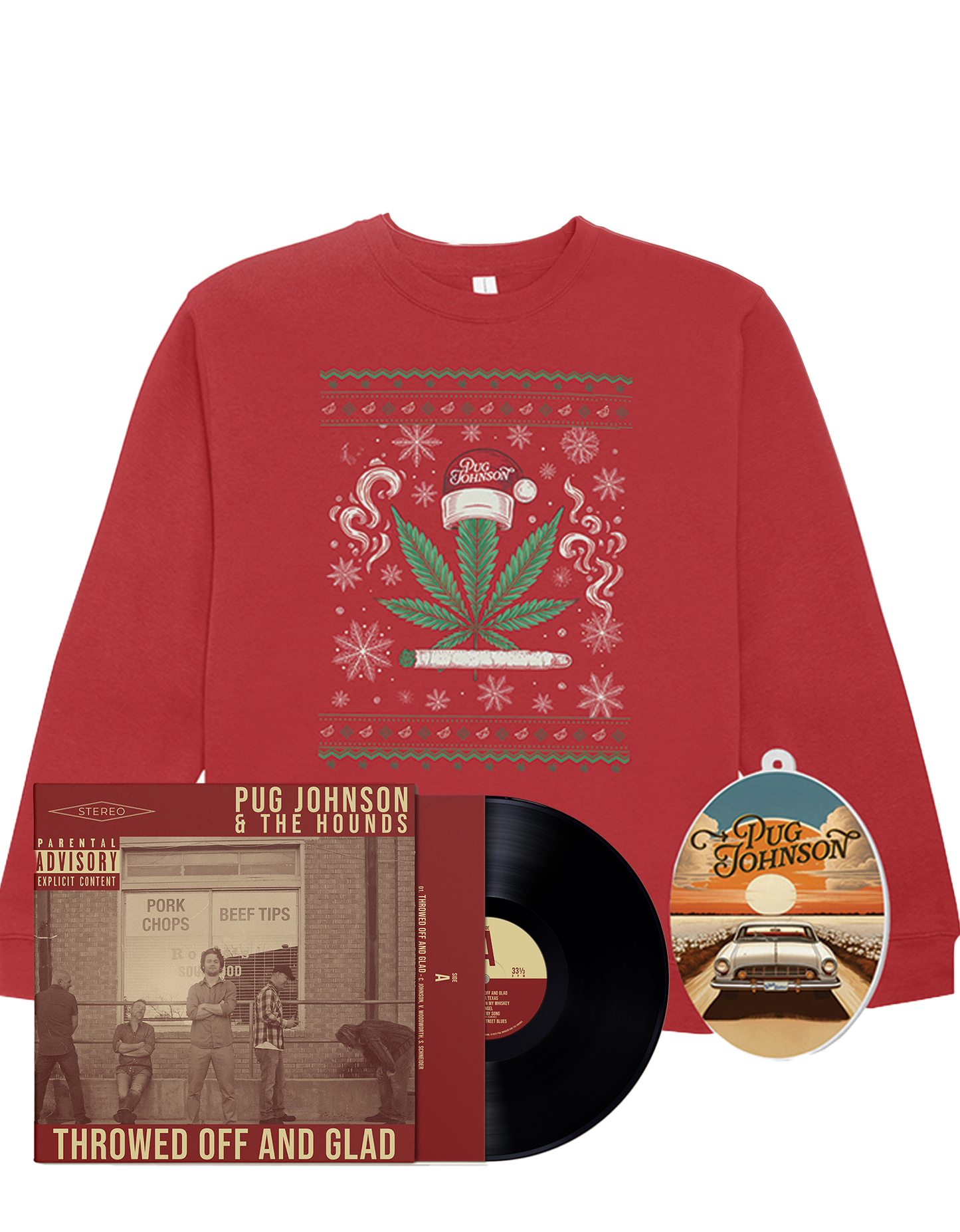 Pugly Christmas Sweater, Ornament, and Throwed Off and GladVinyl - BUNDLE!